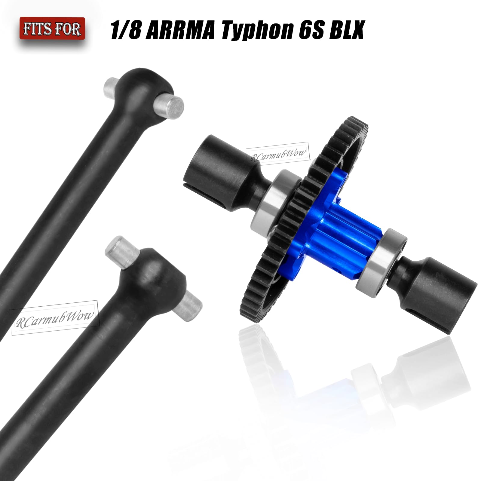 RCarmubWow RC 50T Differential Gear Slipper w/Center Driveshafts Upgrades Part for Arrm a 1/8 Typhon 6s,Steel #45 Front & Rear Center CVD with 50T Slipper Set,Navy Blue