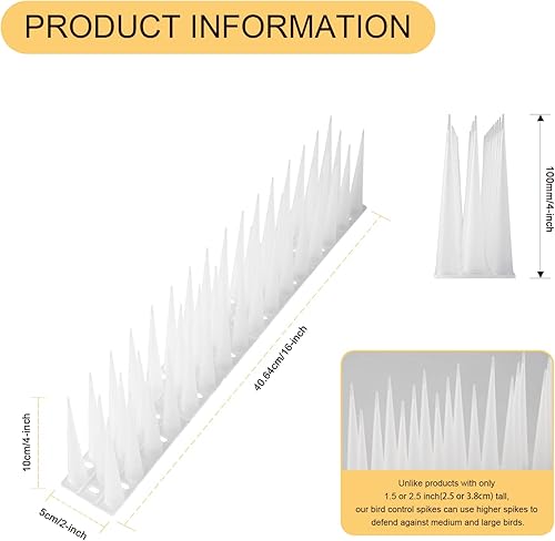 Miniatura 5 de OFFO Bird Spikes - Picos disuasorios para exteriores, palomas, para gatos que mantienen a los pájaros, mapache, pájaro carpintero lejos, cubiertas