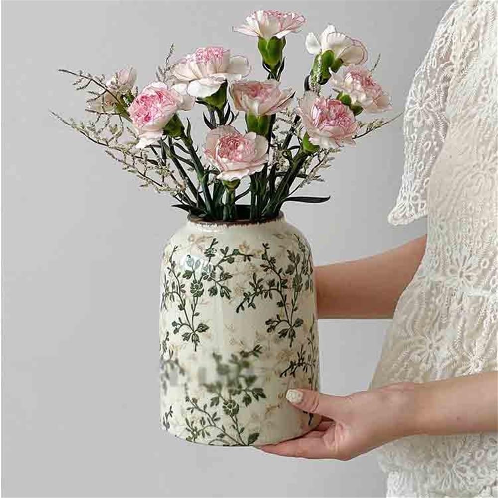 Jarrón Decorativo Pequeño jarrón de cerámica Retro, Adorno Floral hidropónico for Sala Estar, Varios tamaños Disponibles para Decorar el hogar(Grande)
