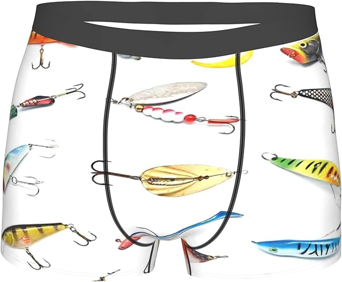Men's Underwear,Several Fish Hook Equipment Objects Trolling Angling