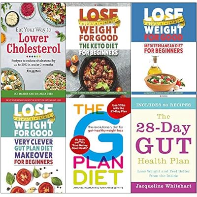 Eat your way to lower cholesterol, keto diet for beginners, mediterranean diet, very clever gut diet, g plan, 28-day gut health plan 6 books collection set
