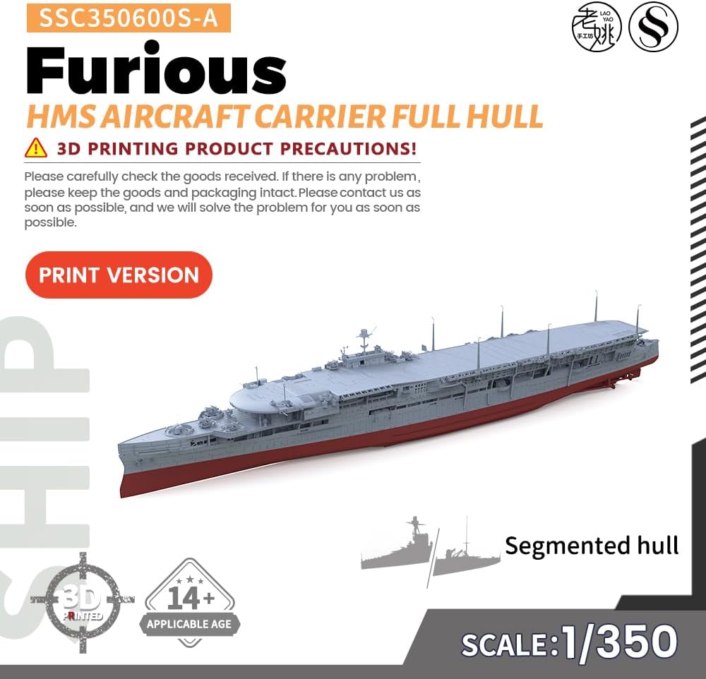 YYC350600S-A 1/350 ミリタリーモデル イギリス海軍 フューリアス 航空母艦 フルボトムバージョン セグメントせんた