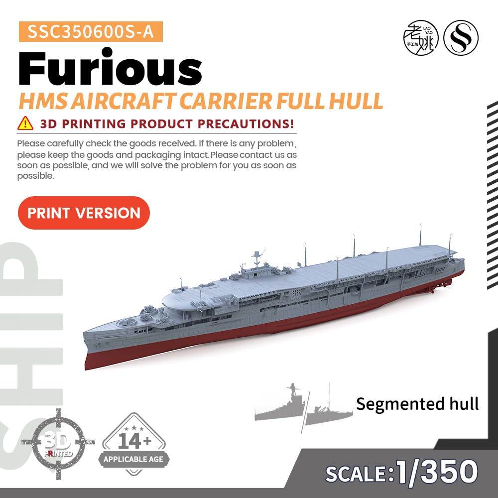 MRY-SFW SSC350600S-A 1/350 zestaw do budowy modelu wojskowego HMS Furious lotniskowiec pełny kadłub segmentowy