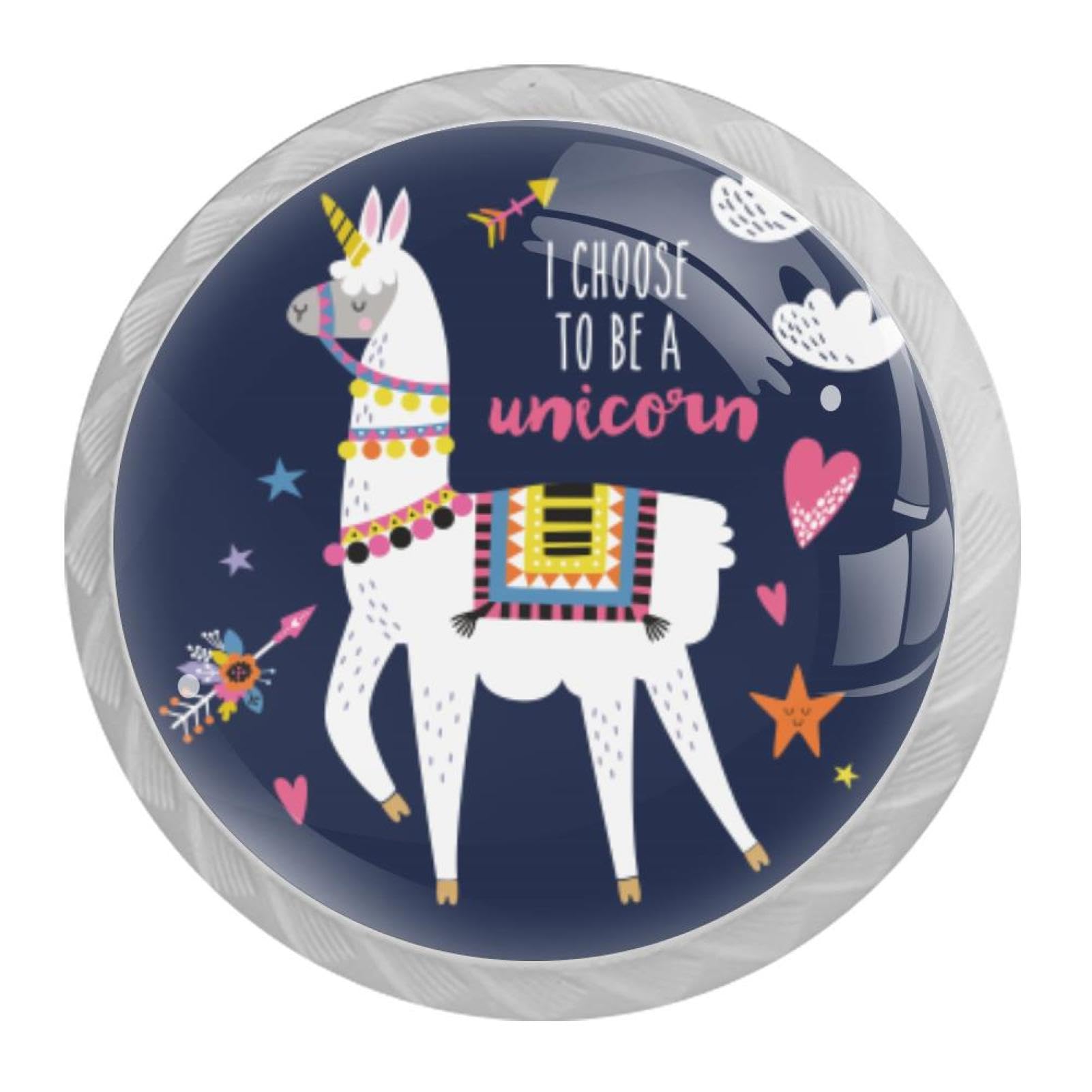 Tqmspg Multi20 4 Pieces Drawer Pulls Unicorn Animal Alpaca Door Knobs Dresser Handles For Kitchen Wardrobe Cupboard Hardware Furniture