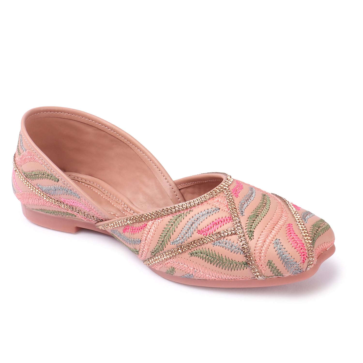 aroom Women Leather Mojaris Flats with Embroidered for Girls-picture-27