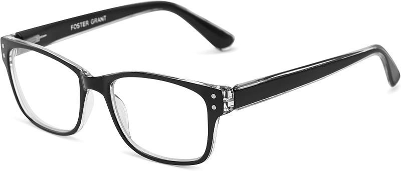 Foster Grant mens Tristan Pop of Power Bifocal Style Blue Light Reading Glasses, Shiny Black, 52mm US