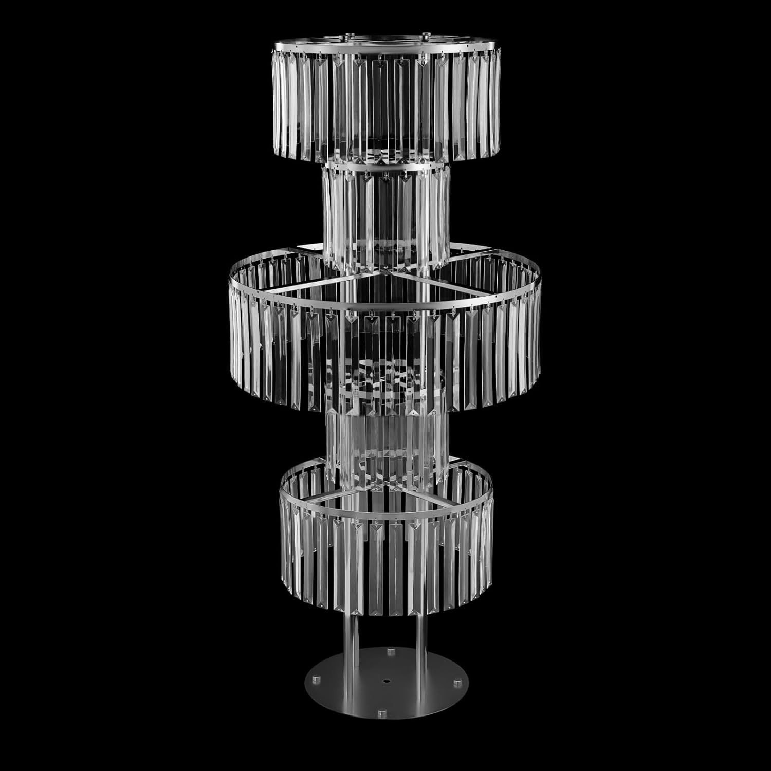 2Pcs 5 Tier Table Chandelier Centerpiece, 43.3 Inch Round Crystal Vase Stands for Wedding Birthday Party, Hotel Decor (Silver)