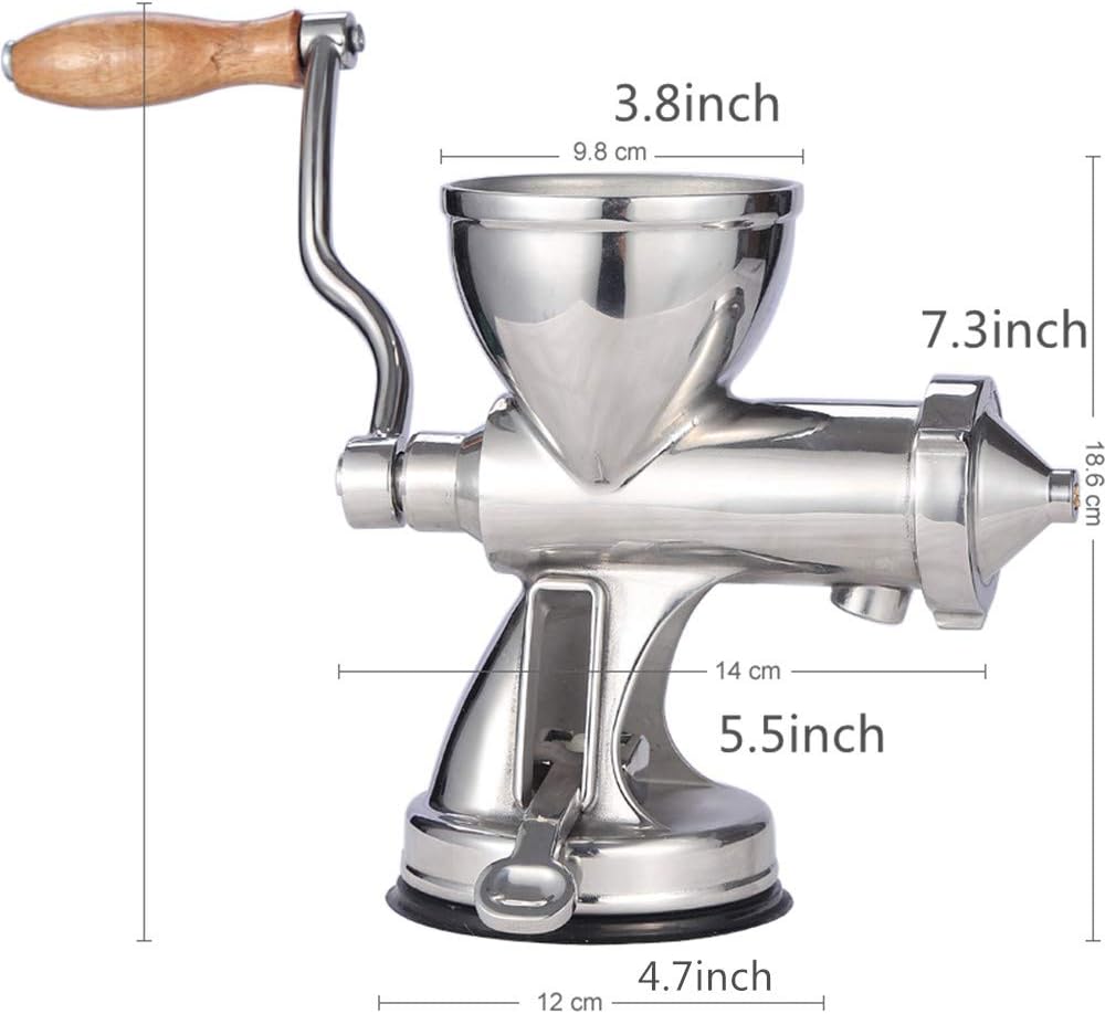 Wheatgrass Juicer, Stainless Steel Manual Fruit Vegetable Citrus Press Extractor with Suction Cup Base, Multifunctional Auger Slow Squeezer