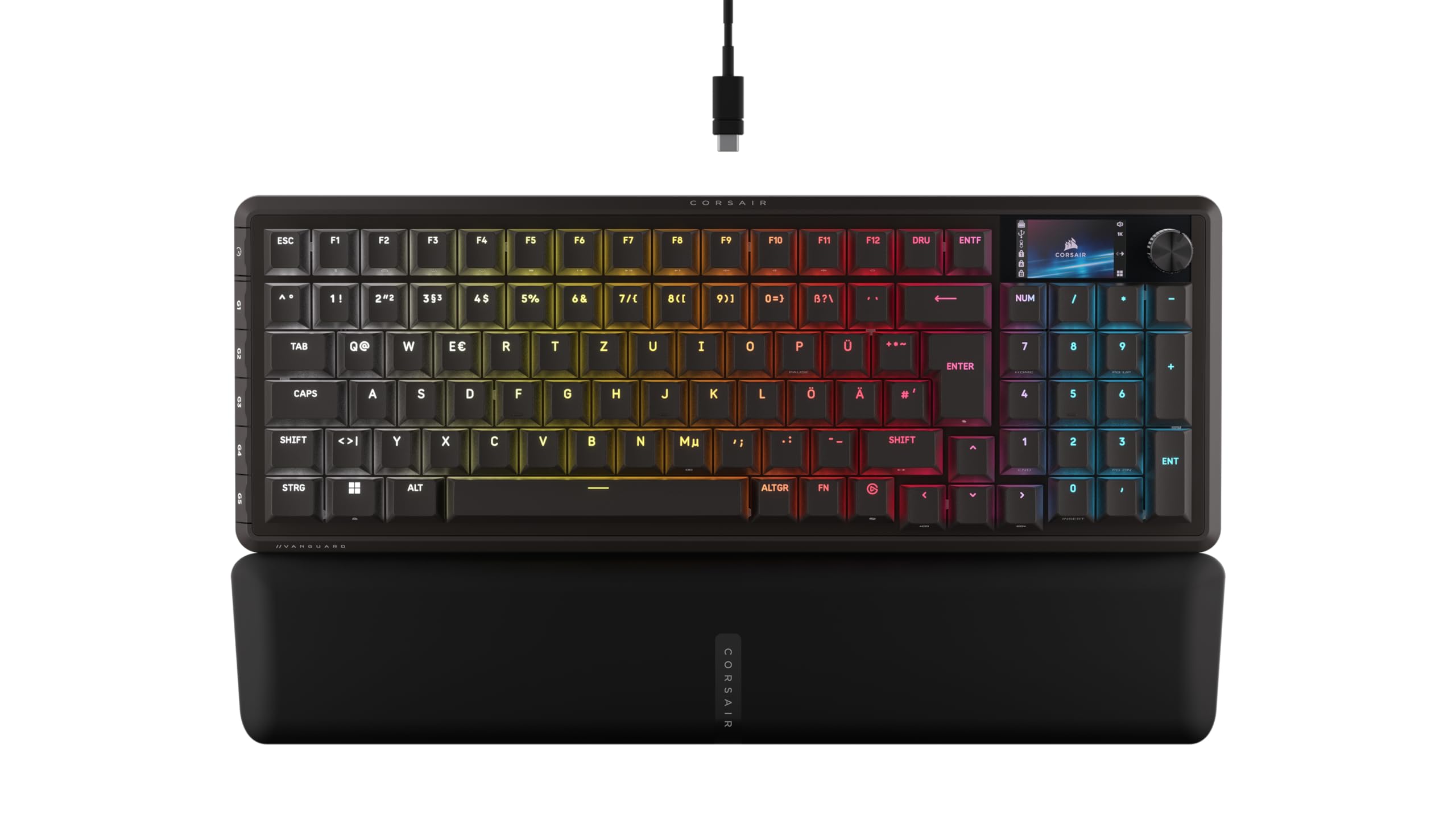 Corsair Vanguard 96 Kabelgebundene Mechanische Gaming-Tastatur– 96% Layout, MLX Plasma-Linearschalter, 8000Hz-Polling, LCD-Display, Virtual Stream Deck, G-Tasten, SOCD Flashtap, QWERTZ DE – Schwarz - 2