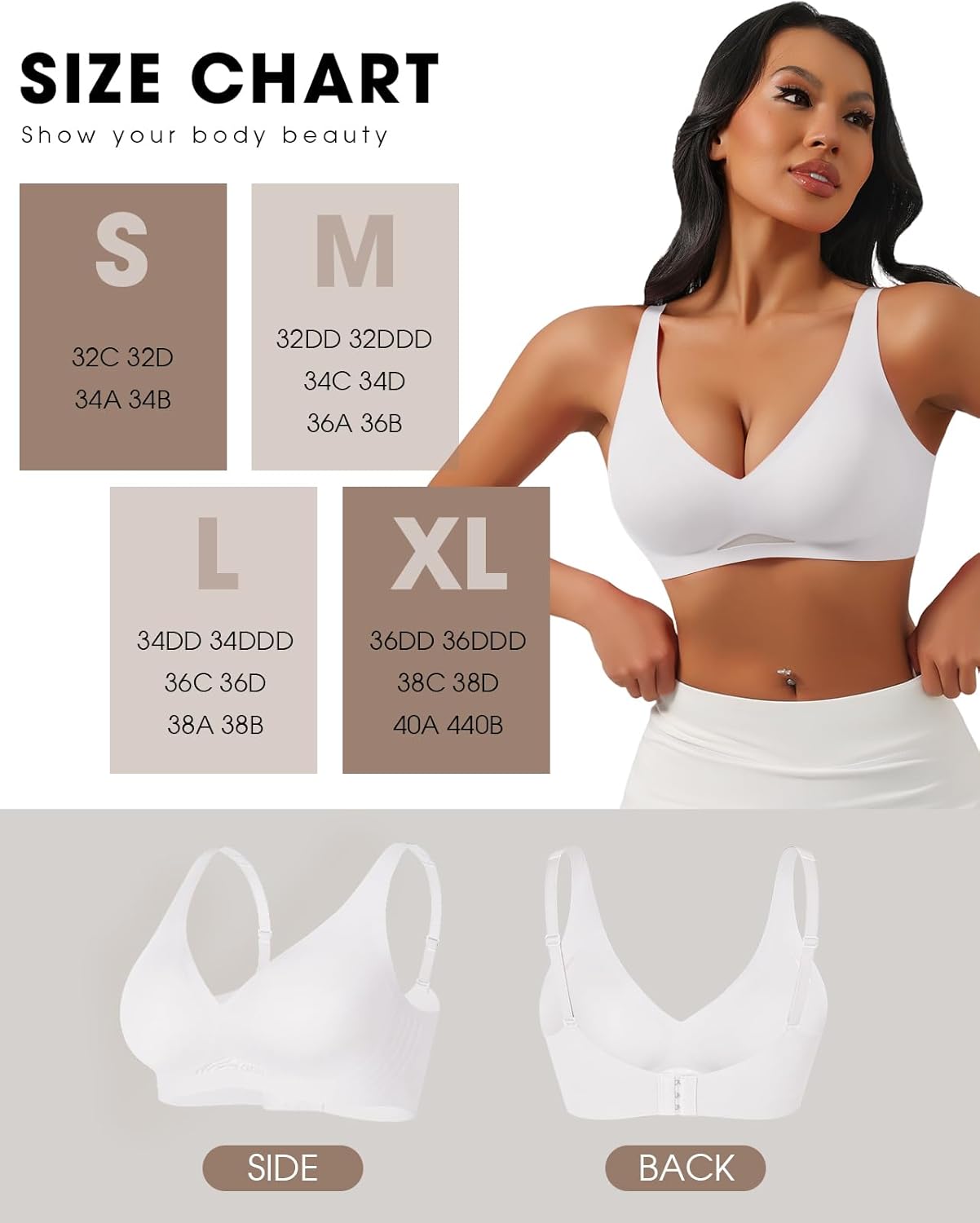 Push Up Bra for Women Seamless Wireless Comfort Support, Full Coverage Everyday T-Shirt Bra Plus Size Minimizer - Image 6