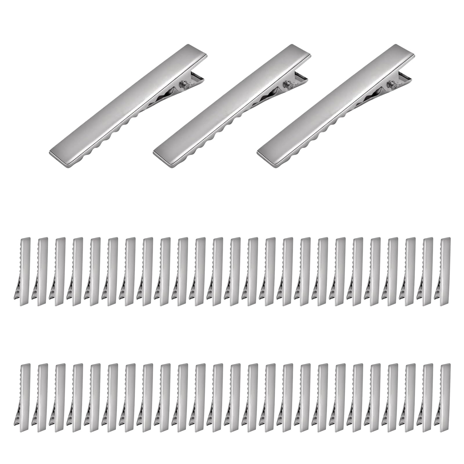 【LEISURE CLUB】 ヘアクリップ 約50個入り 40mm ヘアピン ハンドメイド 髪留め 金具 ヘアアクセサリー パーツ シルバー DIY ホビー 業務用 手芸用品 大人 子供