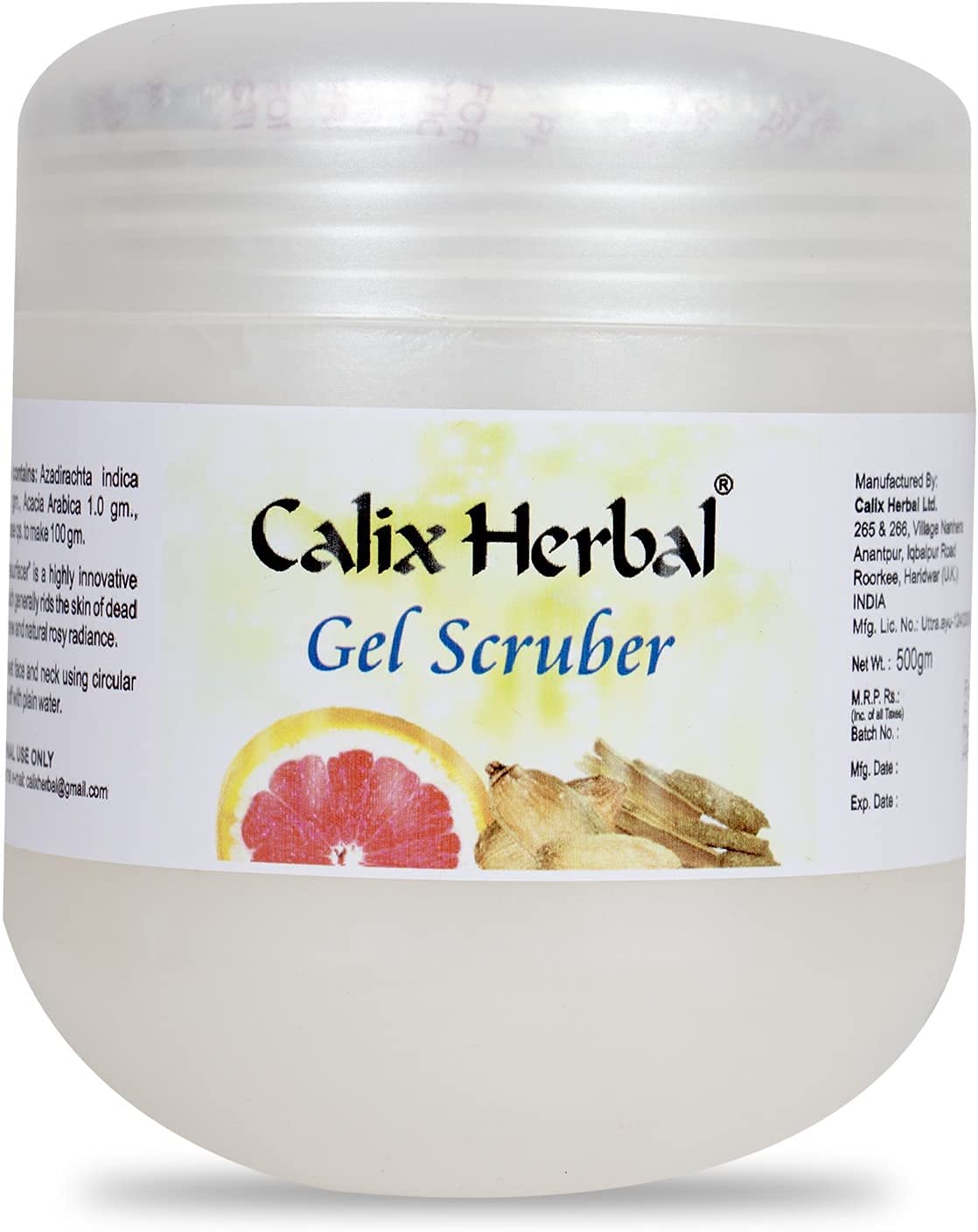 Calix Herbal Organic & Ayurvedic Gel Scruber For Face Scrub Blackhead Removal - For Men & Women All Skin Types – 500 Gm