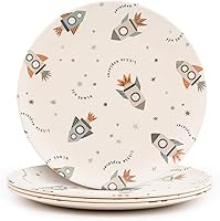 Vista 17 de Nook Theory Paquete de 4 platos de bambú reutilizables, no tóxicos, aptos para lavavajillas, no aptos para microondas (flor silvestre de 10 pulgadas)