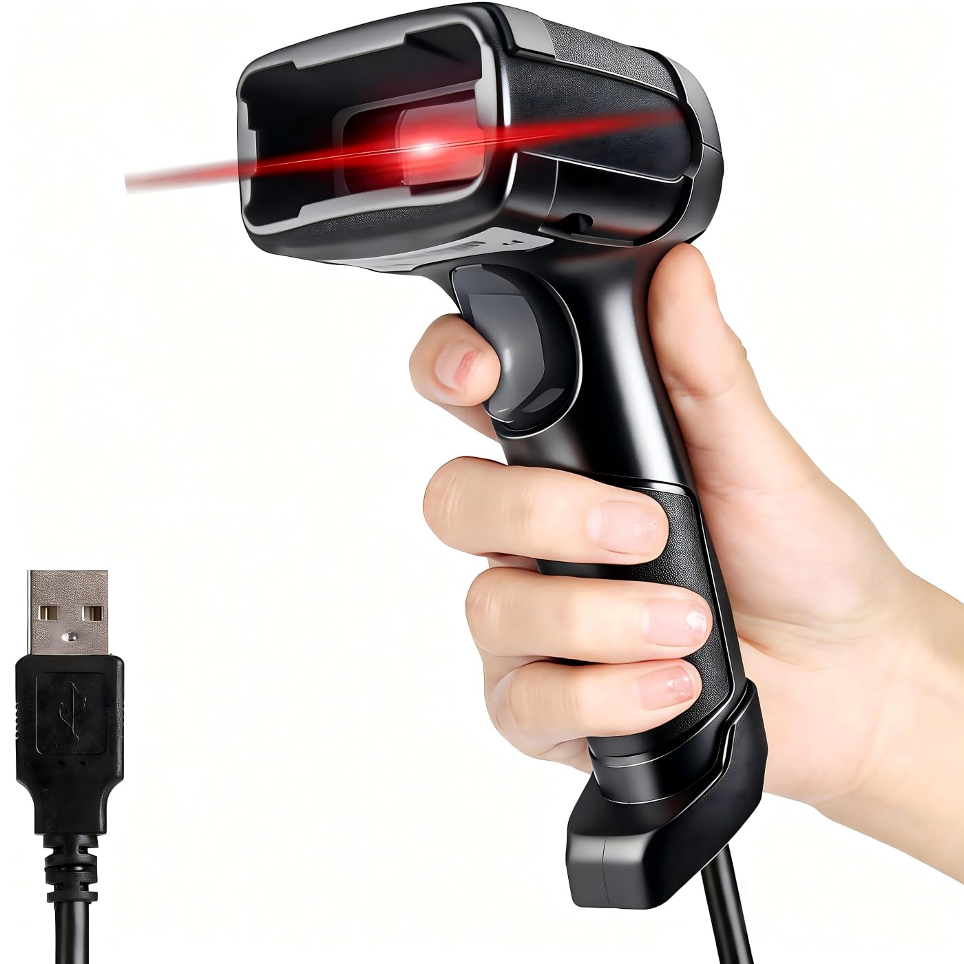 LENVII Escáner de códigos de Barras 2D USB, QR Lector de Códigos de Barras | con Cable, Plug & Play, 1D/2D QR,PDF417, DataMatrix,Para supermercados tiendas,bibliotecas,almacén,POS Barcode Scanner(Negro)