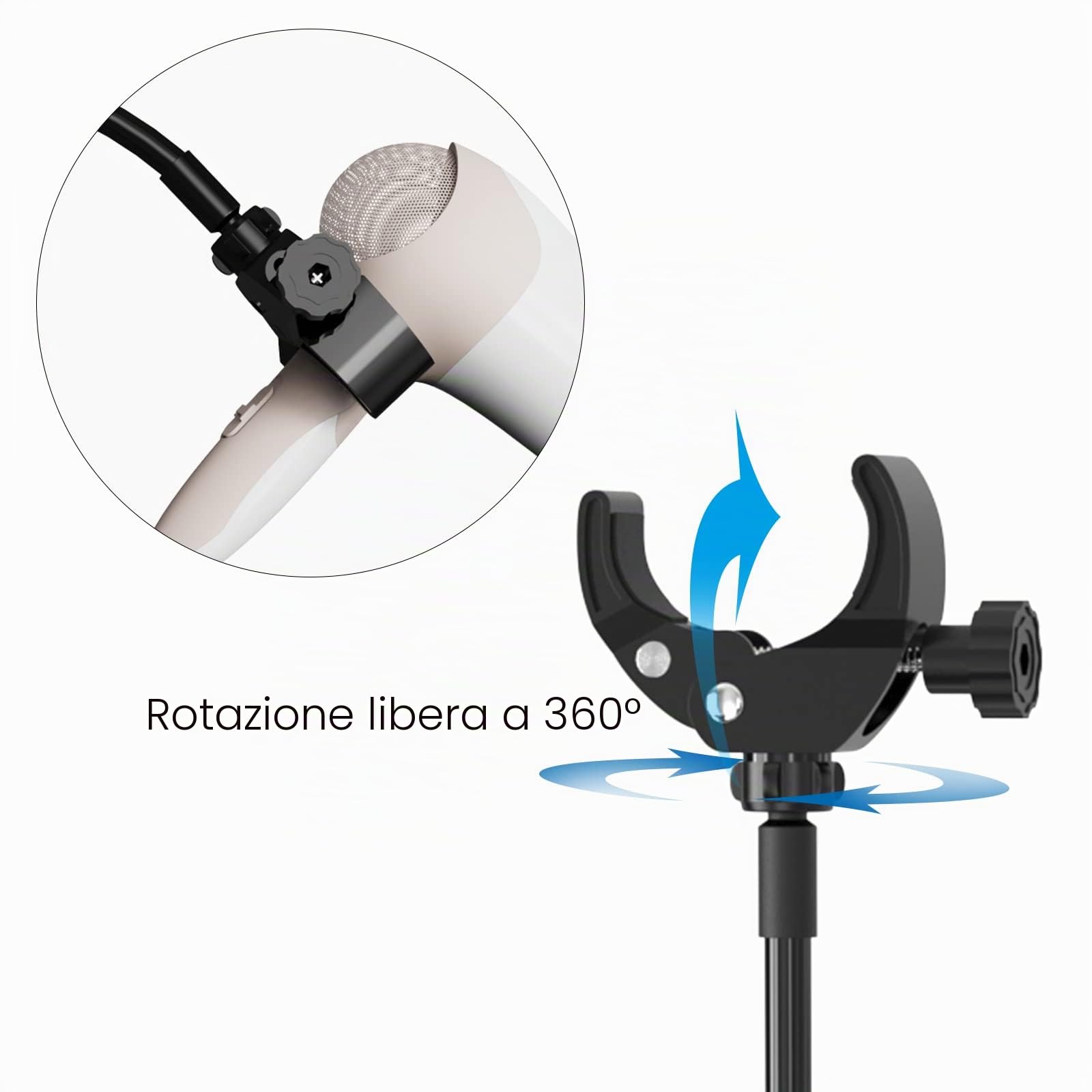 Linkidea Supporto per asciugacapelli a mani libere, supporto per tubo in acciaio inox, morsetto regolabile per asciugacapelli per tavolo da toelettatura cane e animale domestico (nero)