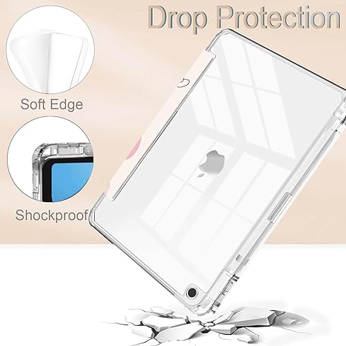 Miniatura 3 de Feams Funda para iPad de 9 generación de 10.2 pulgadas, funda triple para iPad 10.2, cubierta trasera transparente transparente con soporte para