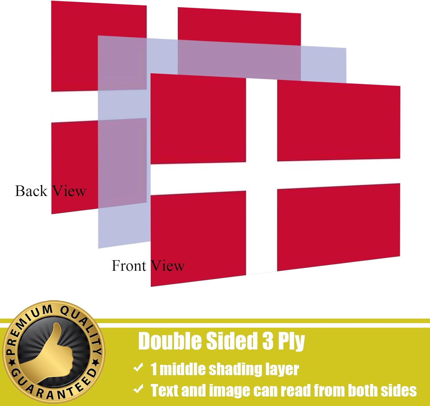 Denmark Danish Flag 3x5 Ft Outdoor, Heavy Duty 3 Ply Polyster Danish National Flags, Double Sided Vibrant Color Denmark Country Flag Double Stitched Brass Grommets