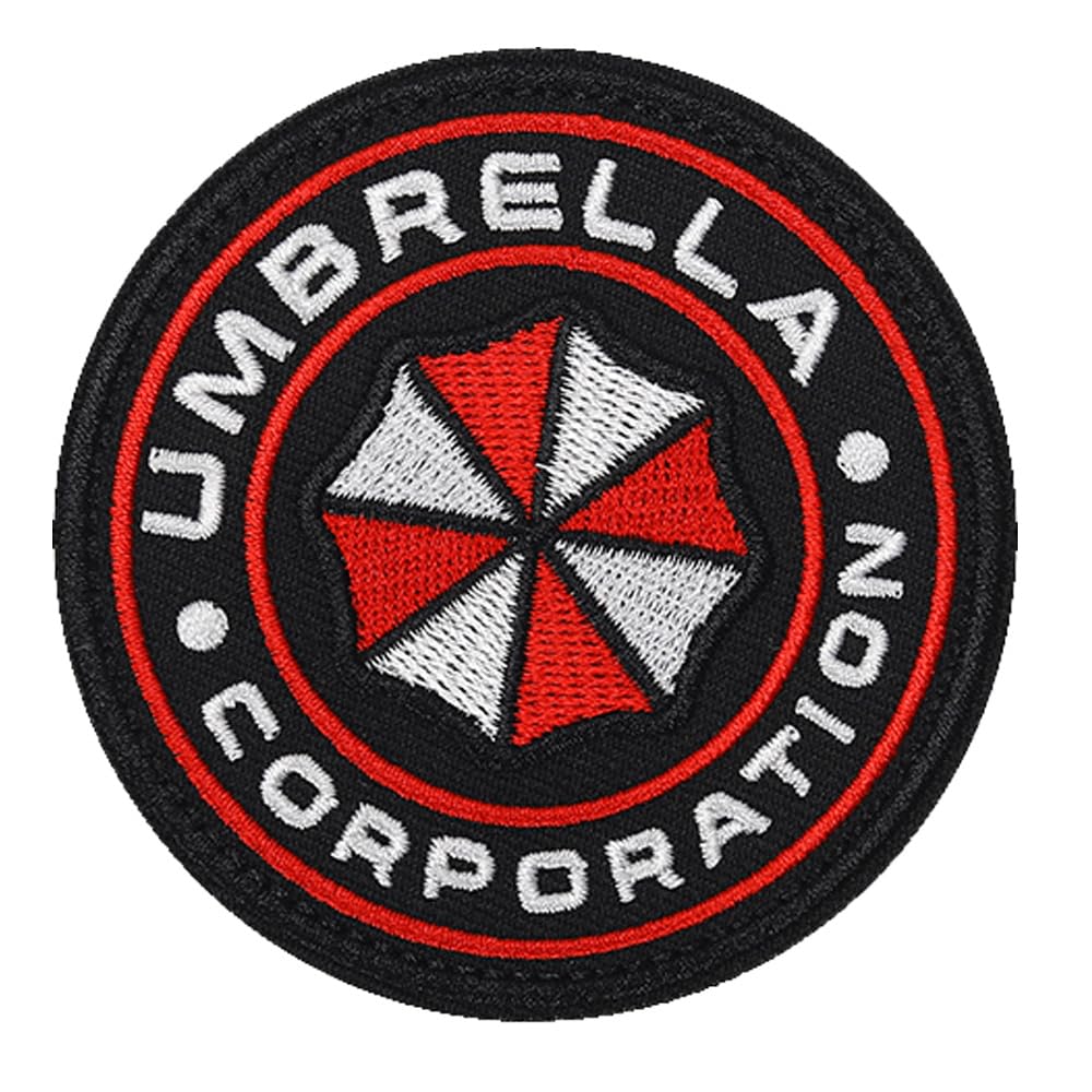 2 PCS Umbrella Corp Patch Biohazard Logo Sign Tactical Embroidered Applique Morale Emblem Hook and Loop Patch for Vests Uniform Gym Bags Trucker Hats Travel Backpacks Jackets Jeans Clothing