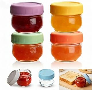6Pcs 50ml Salad Containers Glass,Small Spice Containers with Lids,Leakproof Food Container Set for Home Travel Microwaves and Freezer Safe for Dips,Seasoning