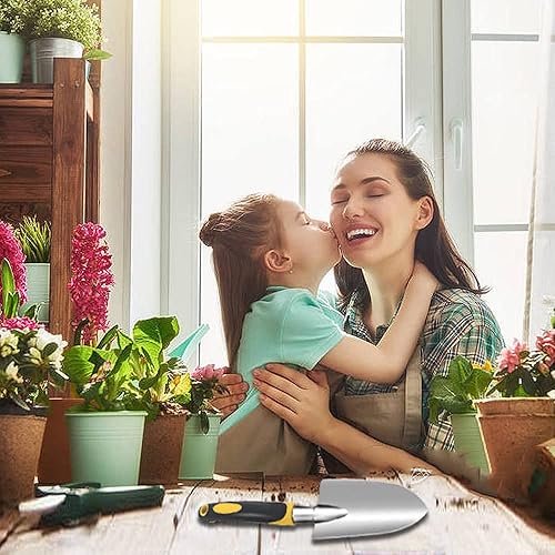 Miniatura 6 de Juego de herramientas de jardinería resistentes con agarre de goma antideslizante, 5 herramientas de cultivo, paleta de mano, pala de mano con