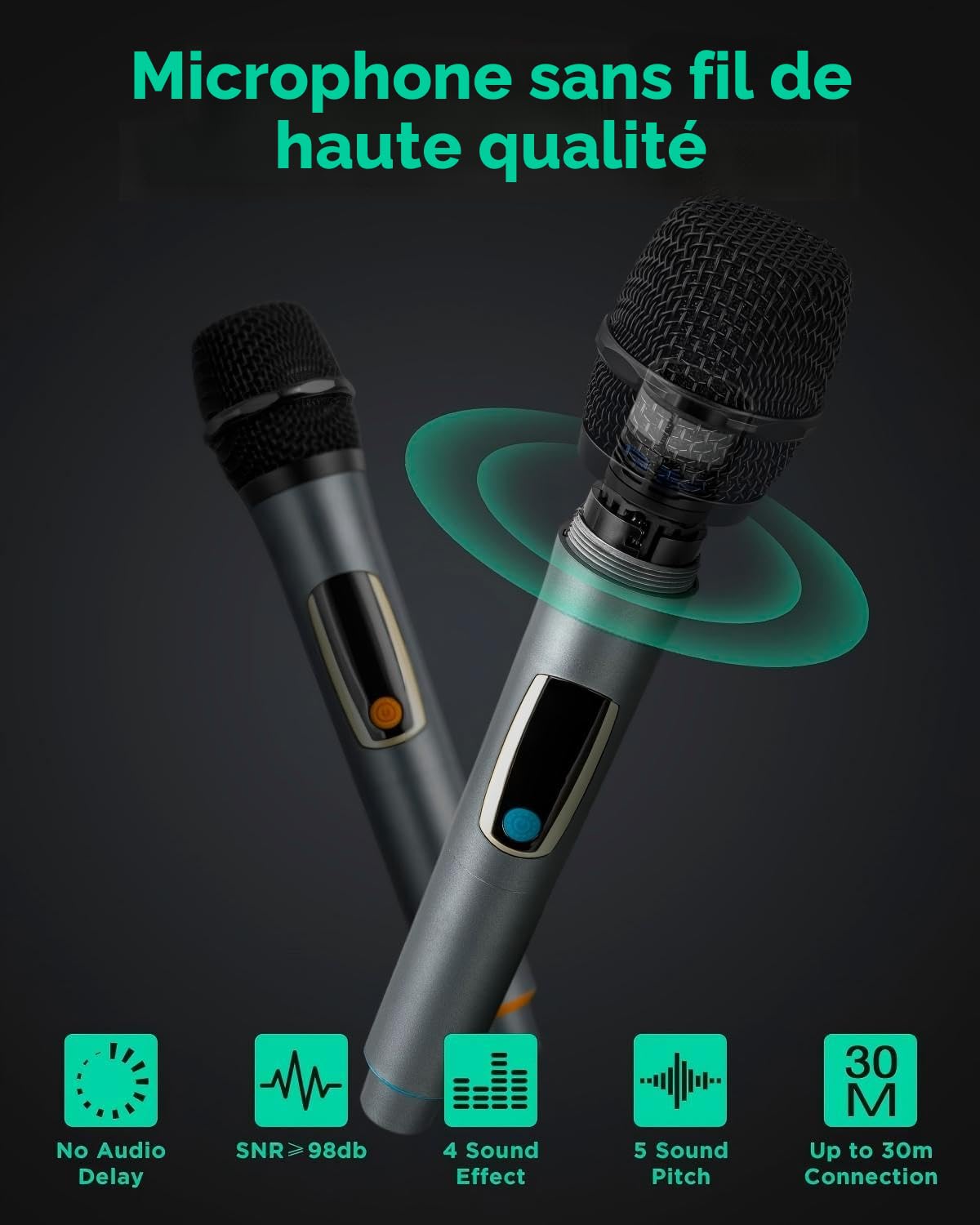 GTSK10-1 DSP Machine de karaoké avec Streaming Intégré, Système de sonorisation Bluetooth 2 Micros, lumière RVB, Support TF/USB/AUX/FM, Permet la Musique en Ligne, idéal pour Adultes, fête, soirée