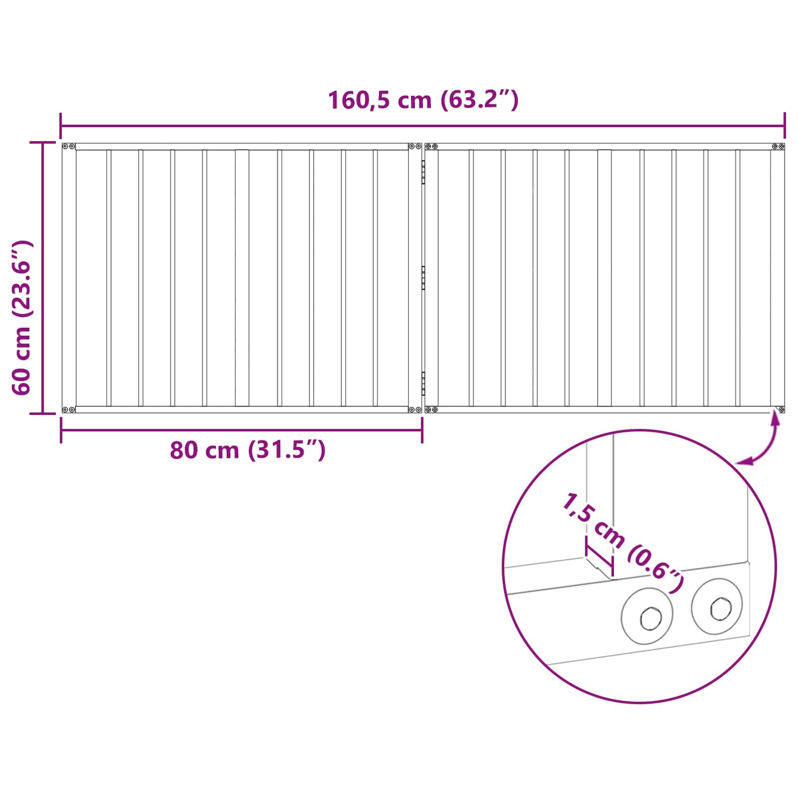 Puerta para perros 2 piezas negro de acero galvanizado 160,5 x 1,5 x 60 cm, plegable y ahorra espacio, arreglo DIY para apartamento, casa, pasillo, seguridad para cachorros y perros pequeños
