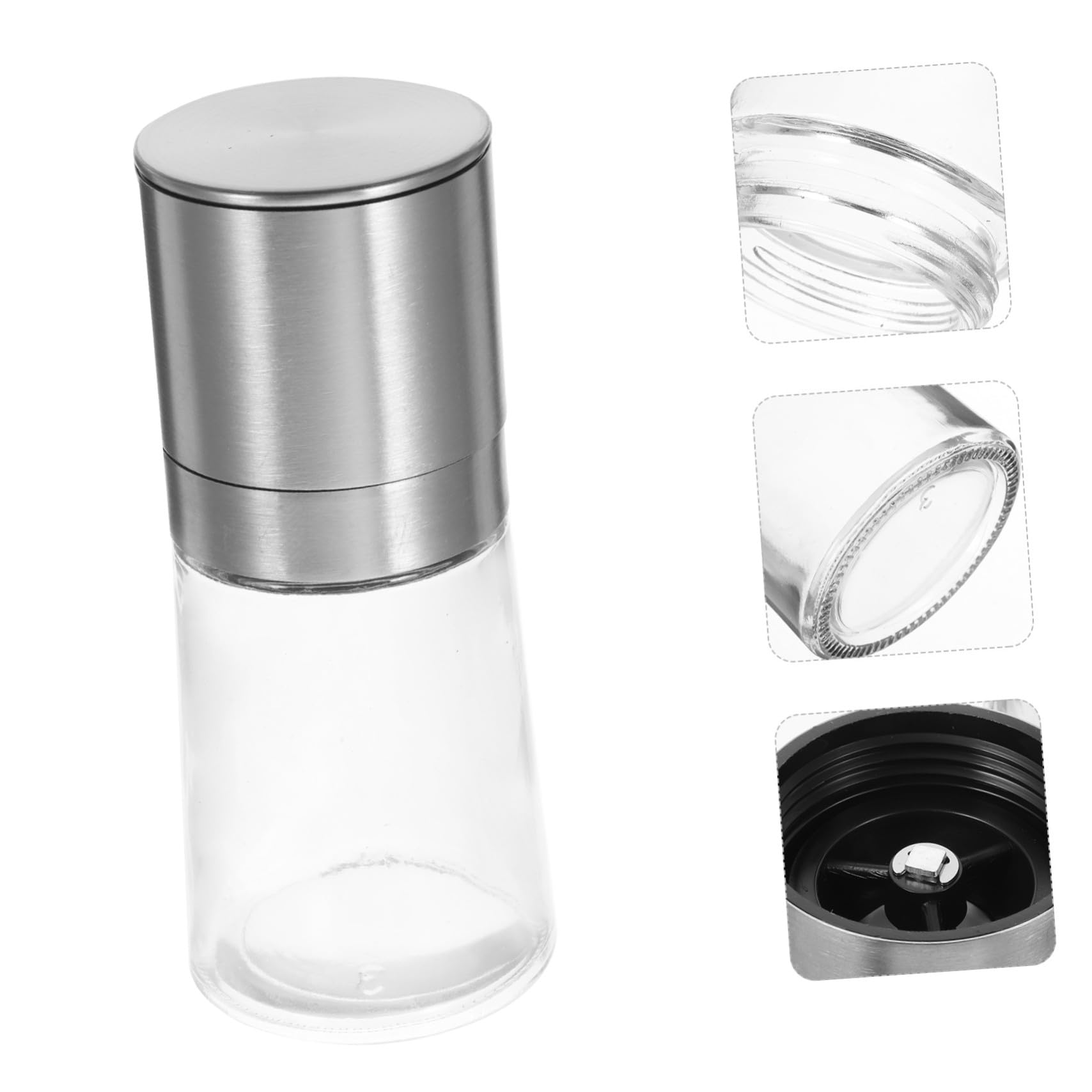 2 piezas Molino Manual de Pimienta y Sal Molinillos Recargables de Vidrio con Diseño Ergonómico para Cocina Utensilios para Especias y Condimentos
