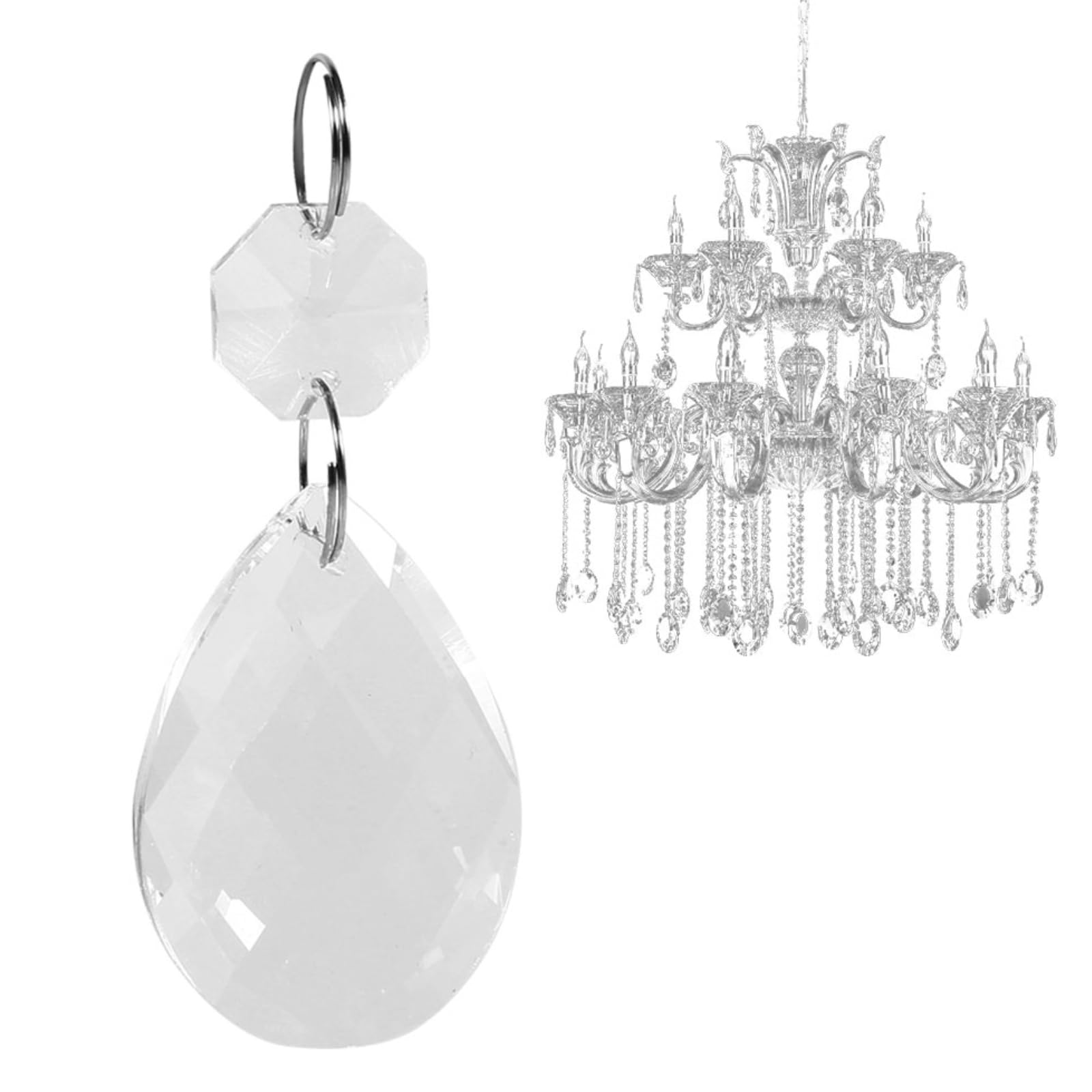 Lampadario pendenti con prismi di cristallo 10 pezzi 50 mm trasparenti gocce di lampadari a prisma di forma diversa for la decorazione di accessori Parti di ricambio per lampade di illuminazione a c