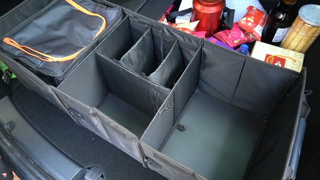 AojSup XXL Kofferbakorganizer, 95 liter, extra grote opvouwbare kofferbaktas, meerdere vakken, auto-organizer, kofferbak, multifunctionele autobox, voor reizen, kamperen, winkelen, zwart