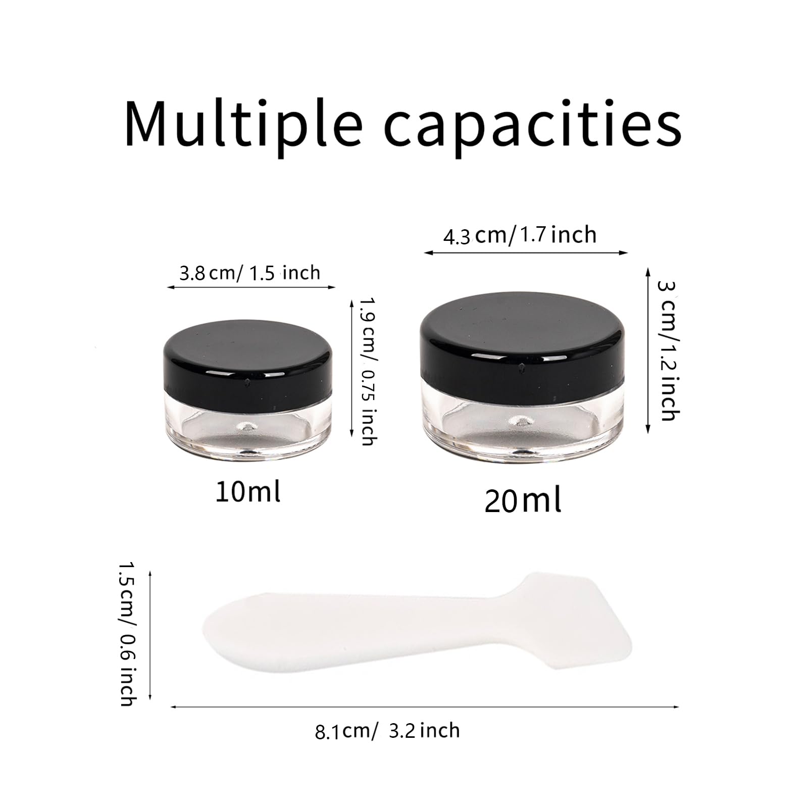 Plastic Empty Cosmetic Jars and Pots with Lids, Makeup Containers, Travel Pans (Black/16 Pcs 10ml), Black/16 Pcs10ml, 10 ml - Image 2