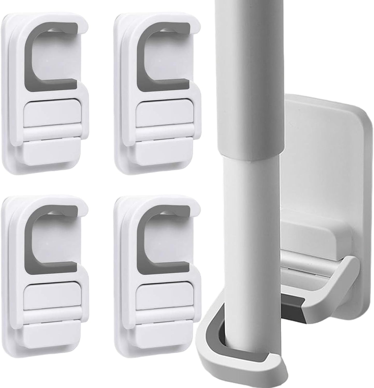 Fafour 4Pcs Peel And Stick Mop & Broom Holders, Organizer Wall Hanging Rack, Broom Holder Wall Mount Self Adhesive, Broom Closet Organizer Hooks (4Pcs)