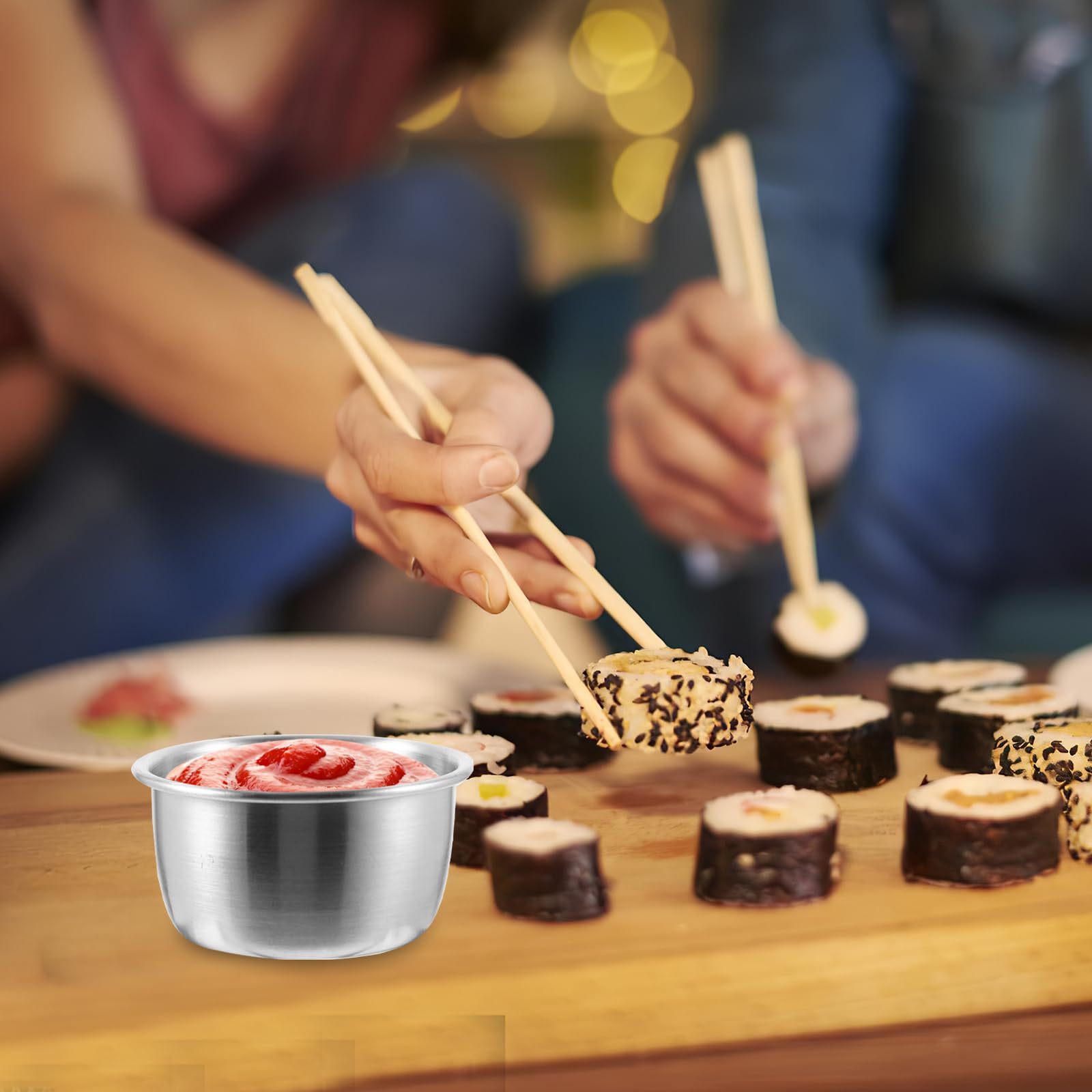 UPKOCH 10 tazze per salsa in acciaio inox tazze per immersione, Mini tazza di salsa, lavabile in lavastoviglie (5,5*5,5*3cm)