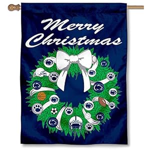 Penn State Nittany Lions Merry Christmas Wreath Banner Flag