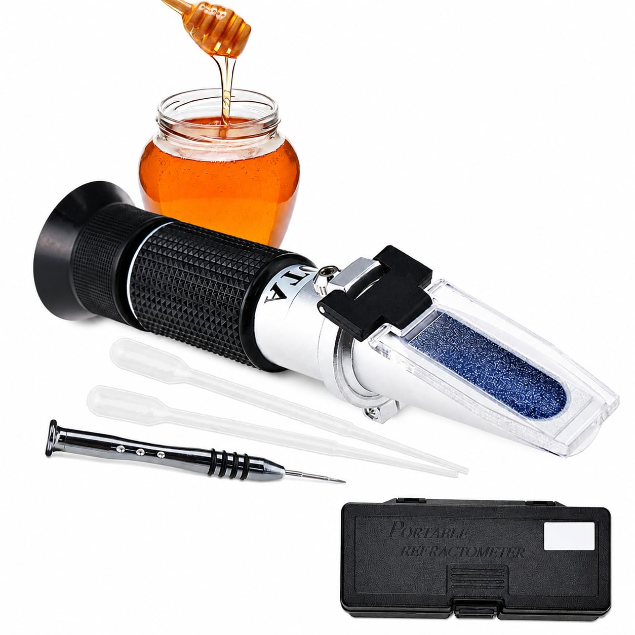 DANOPLUS Honey Moisture 58~90% Brix Refractometer with ATC, Handheld High Measuring Range Sugar Content, Honey, Jelly, Jam and Syrup