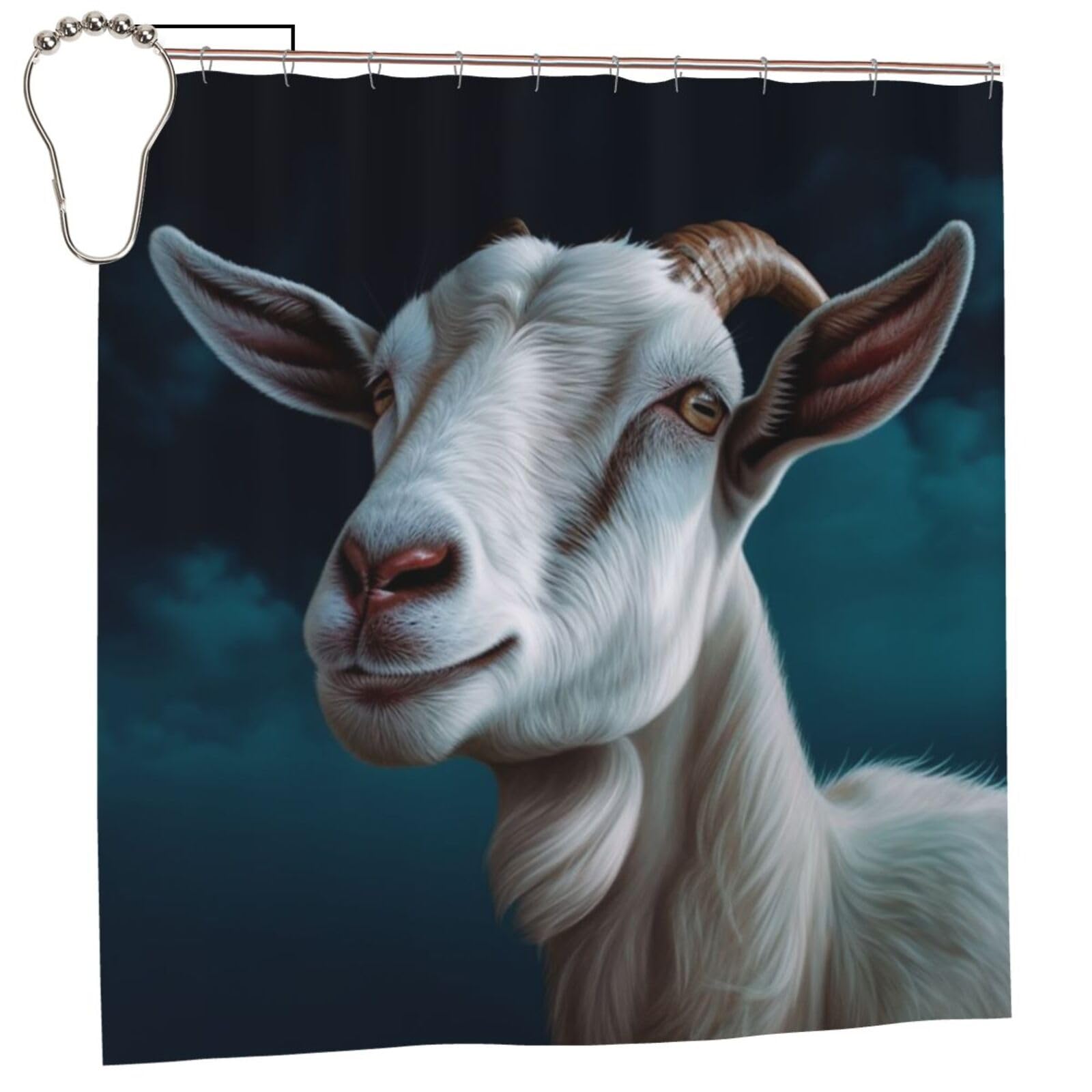 FodPand Goat Shower Curtain 70"x70" Waterproof Long Bathroom Curtain Heavy Duty Thick Cloth Bath Curtain Set with Hooks, Modern Abstract Art Pattern Bathroom Shower Curtains