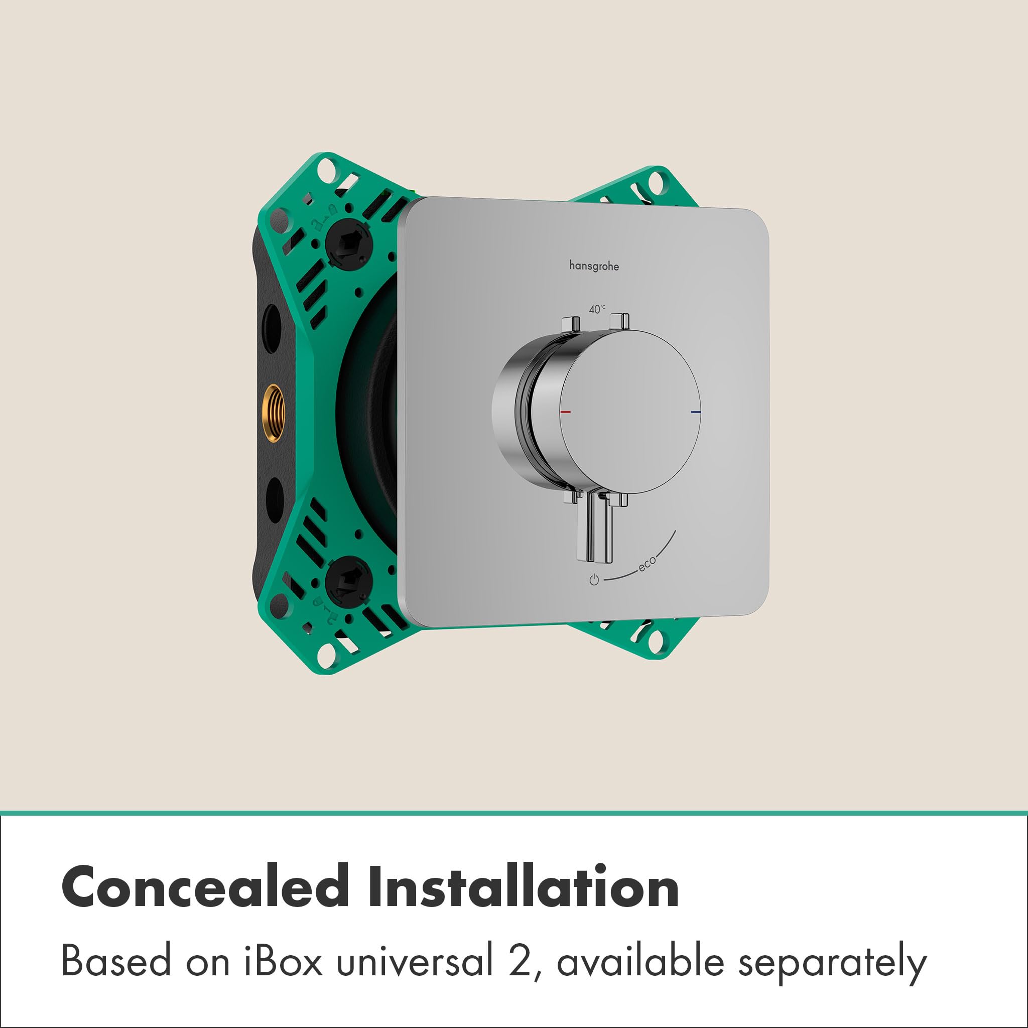 hansgrohe Ecostat Comfort Q - Duschthermostat Unterputz, Duscharmatur mit Sicherheitssperre (SafetyStop) bei 40° C, Thermostat für die Dusche, Mischbatterie für 1 Verbraucher, Mattschwarz, 33712670