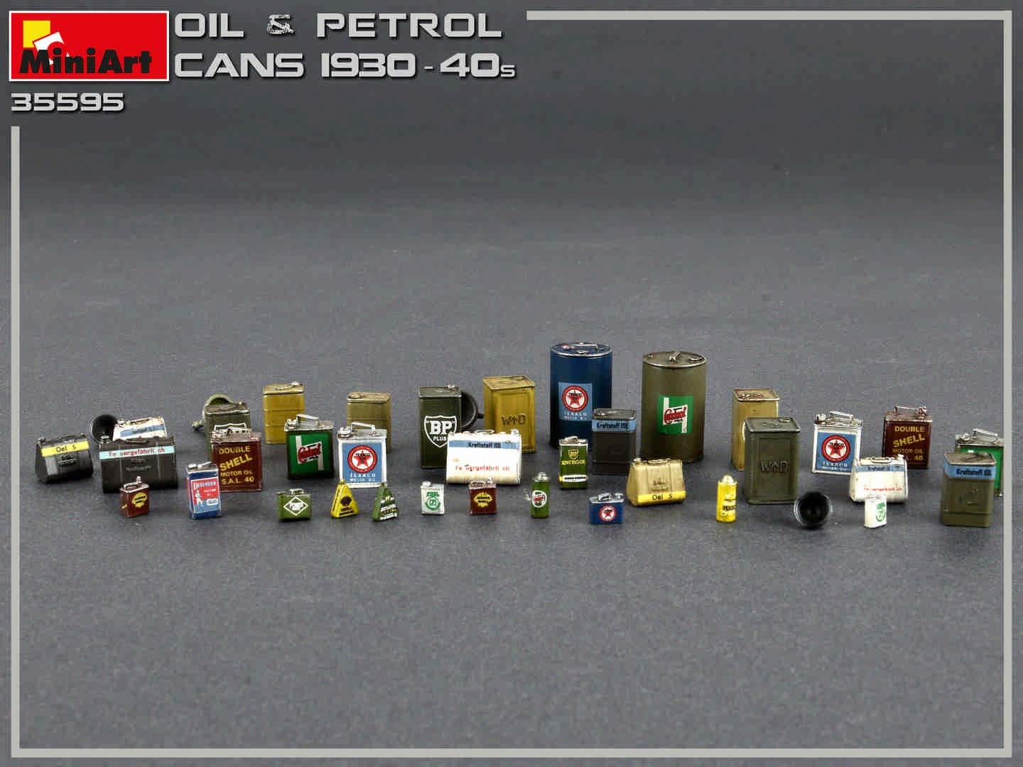 MiniArt MIN35595 Oil & Petrol Cans 1930-40s Plastic Model kit, Various