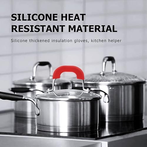 Miniatura 6 de DOERDO - 4 soportes de silicona resistentes al calor, fundas antideslizantes para ollas, fundas antideslizantes para ollas y sopas, color rojo