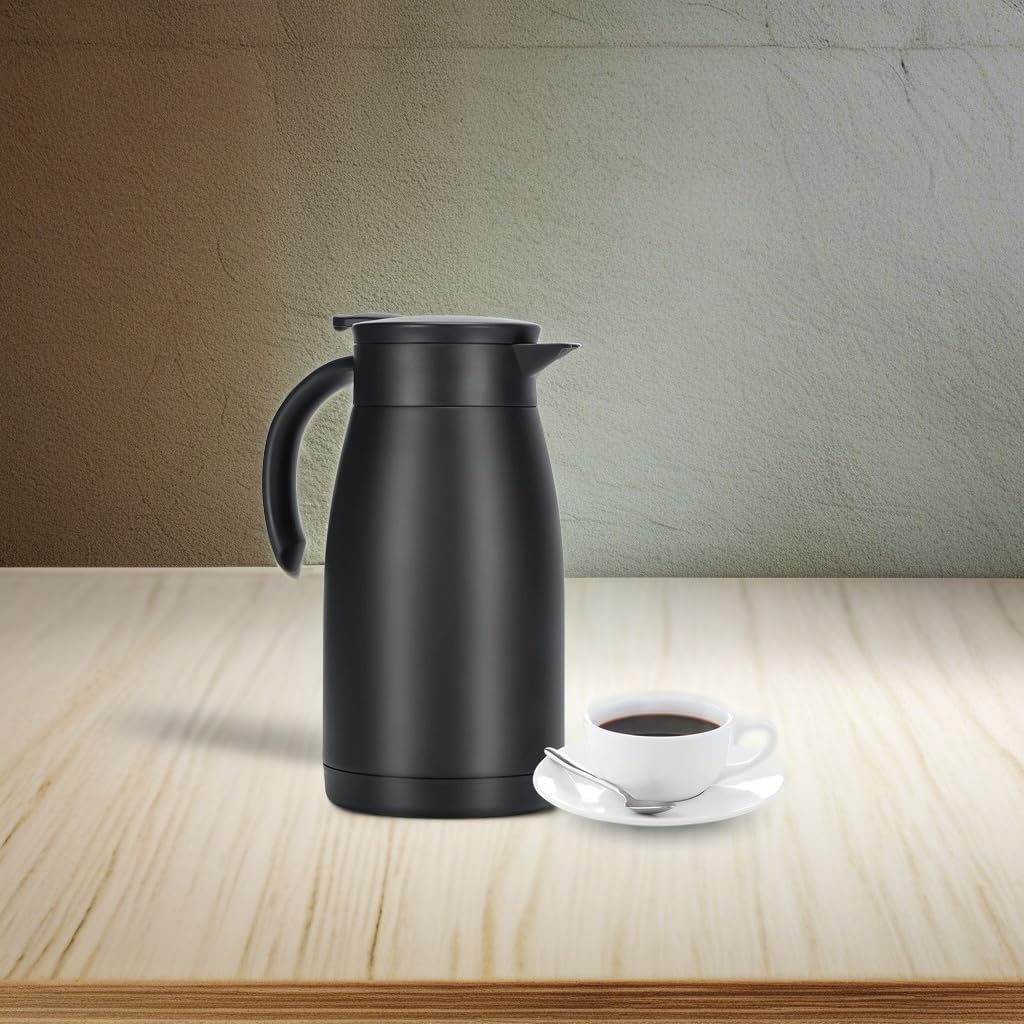 34 Oz Thermal Coffee Carafe, Stainless Steel Insulated Vacuum Coffee Carafes For Keeping Hot, 1 Liter Tea, Water, and Coffee Beverage Dispenser(Black) - Image 5