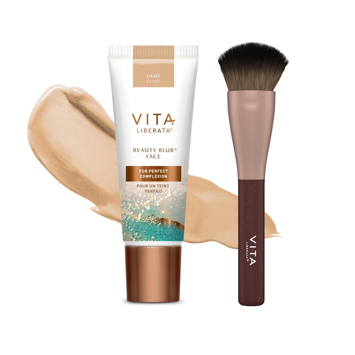 Beauty Blur Light 30ml & Brush Bundle, BB/CC Cream, Hydrating complexion booster, Radiant Glow & Flawless Finish, Colour Corrector, Tinted Primer, Flawless application blending brush