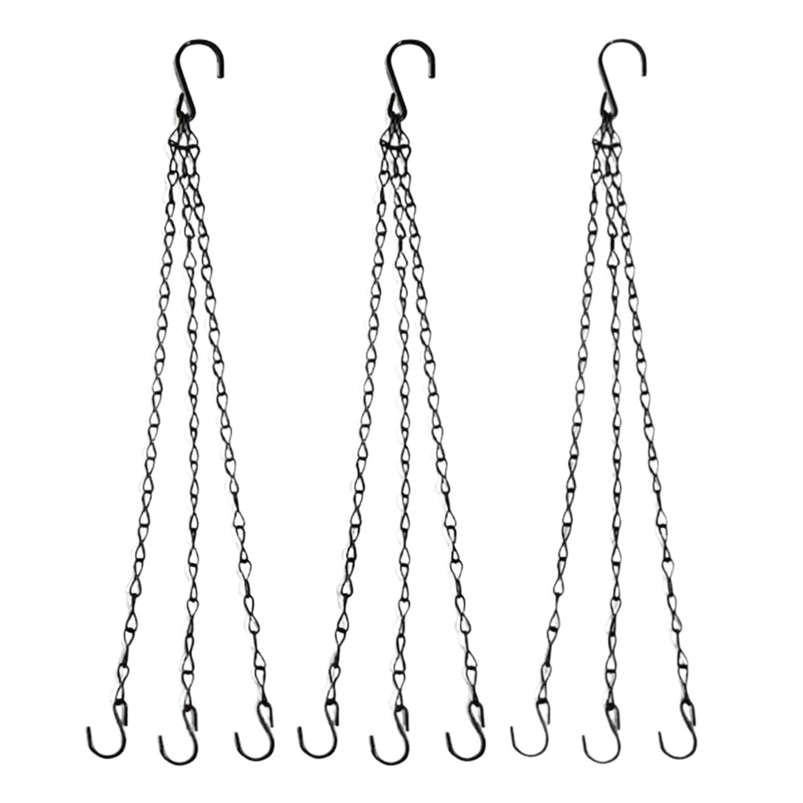 Chaînes pour paniers suspendus de jardin suspension pot fleur extérieur noir 3 pièces