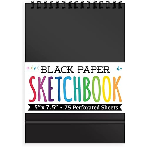 OOLY DIY Cover Small Sketchbook, 5 x 7.5 Inches, Black Paper Sketchbook, Drawing Book for Kids, Artists Drawing Pad for Gel Pens and White Pencils
