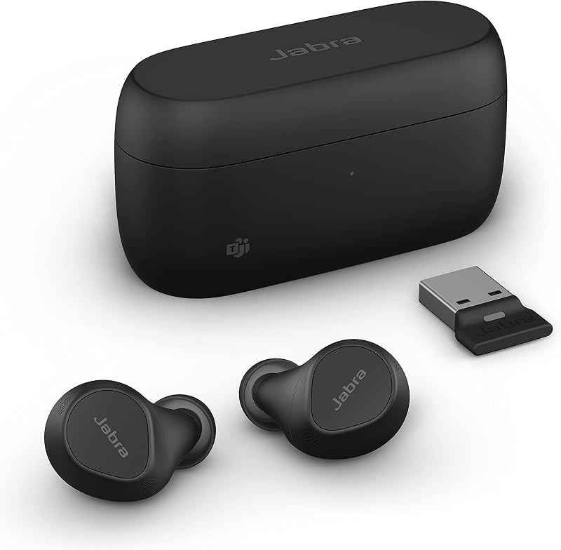 Jabra Evolve2 True Wireless Earbuds - in-Ear Bluetooth Earbuds with Active Noise Cancellation & 4-Mic MultiSensor Voice Technology - Microsoft Teams Certified, Works with All Meeting Apps - Black