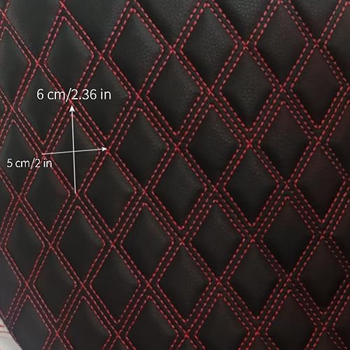 Miniatura 3 de Tong Gu Doble hilo acolchado de piel sintética de vinilo de tela de espuma con respaldo de diamante Material de tapicería (negro y rojo)