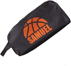 Personalised Sports Shoe Bag | 34.5 x 16 x 14 cm | Original Gift for Sportsmen and Children, Basketball, Football Design Canvas Shoe Bag with Grip and Zip Closure