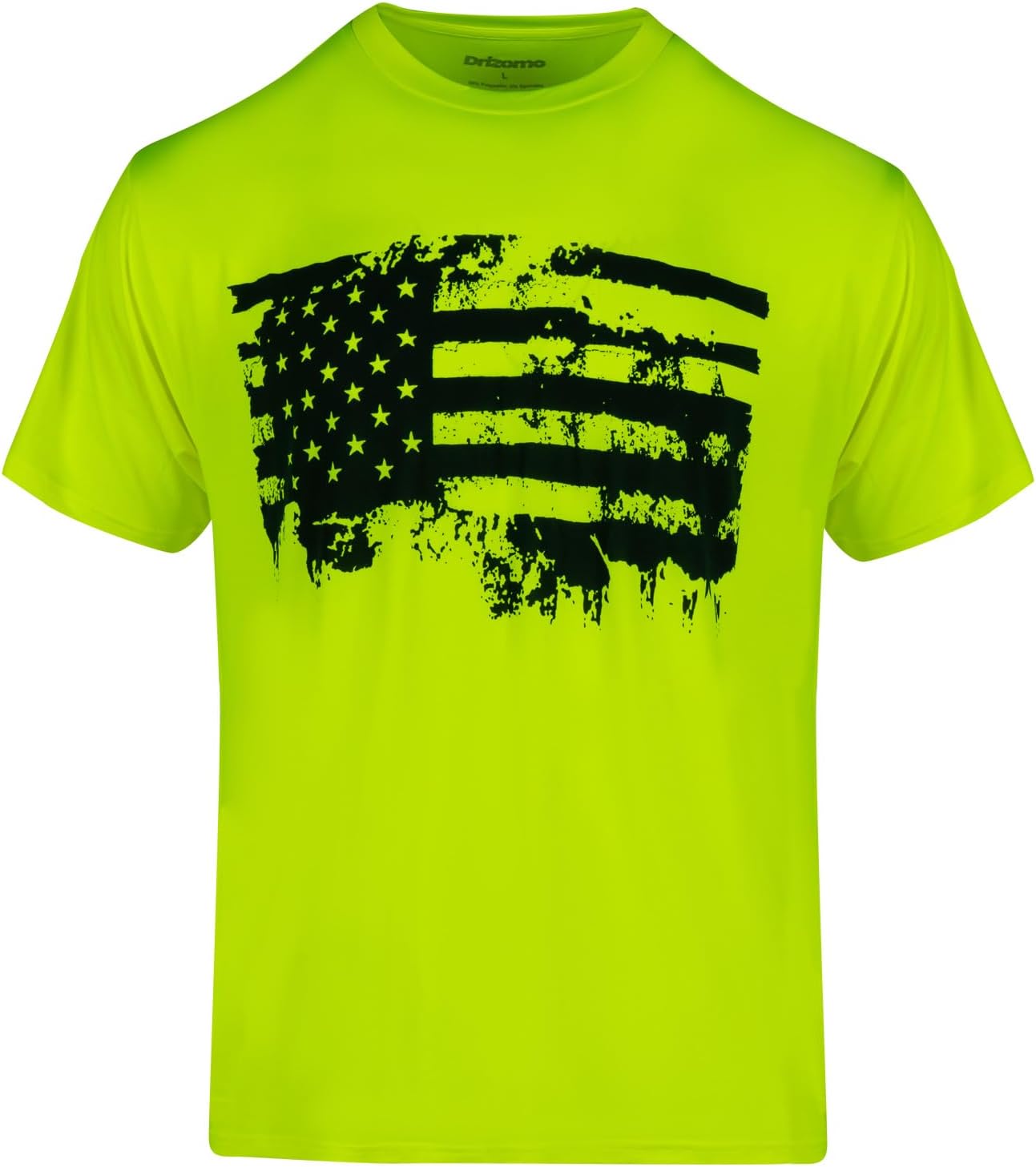 High Visibility Safety Shirts for Men with Short Sleeve UPF 50+ Construction Work T Shirt USA Flag Patriot Breathable