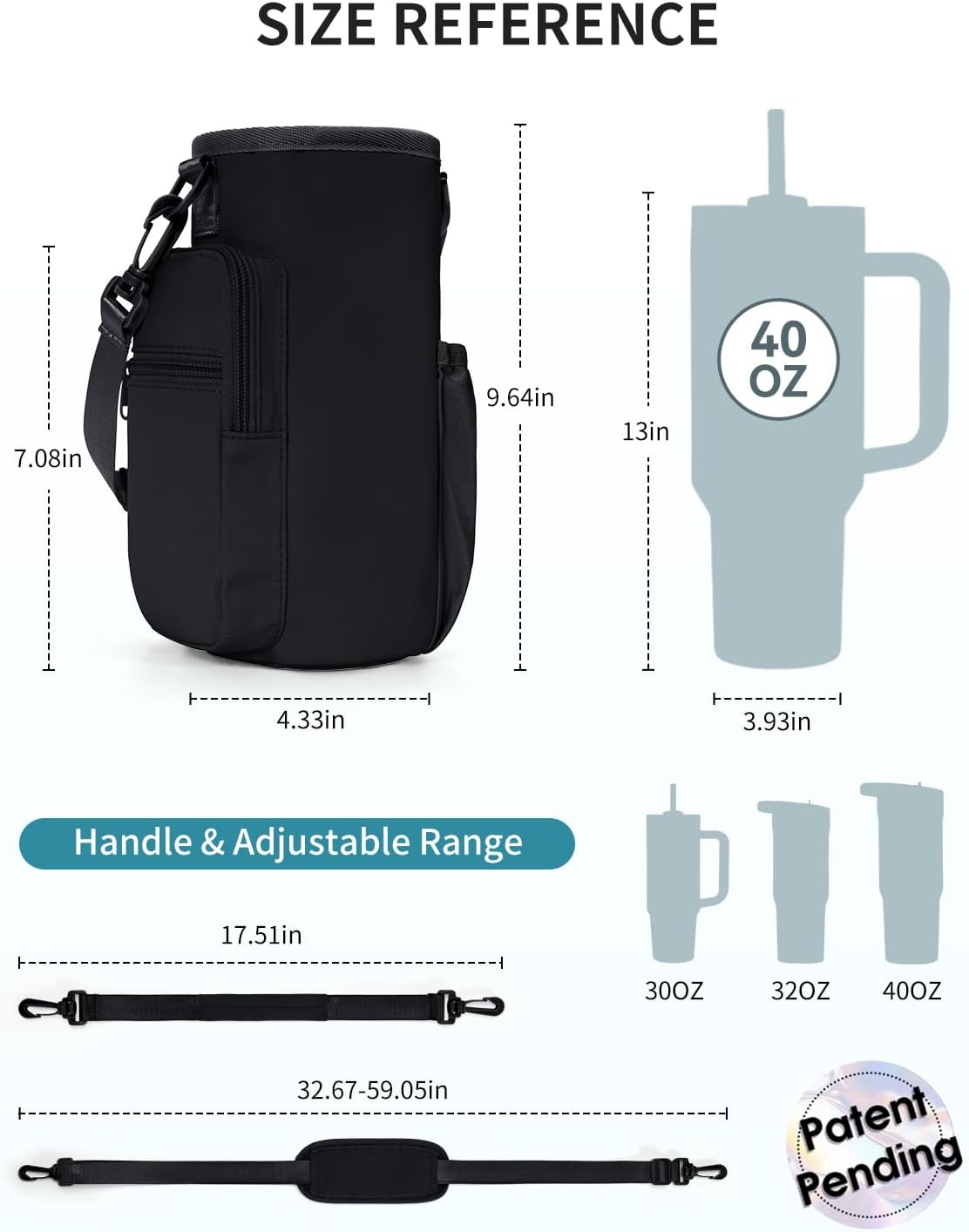 sportsnew Magnetic Gym Bag for Women Men, Water Bottle Carrier Holder with Strap & Phone Pockets for 40oz Tumbler with Handle, 4 Built-in Magnets Small Gym Bag for Sports, Workout, Fitness, Walking - Image 4