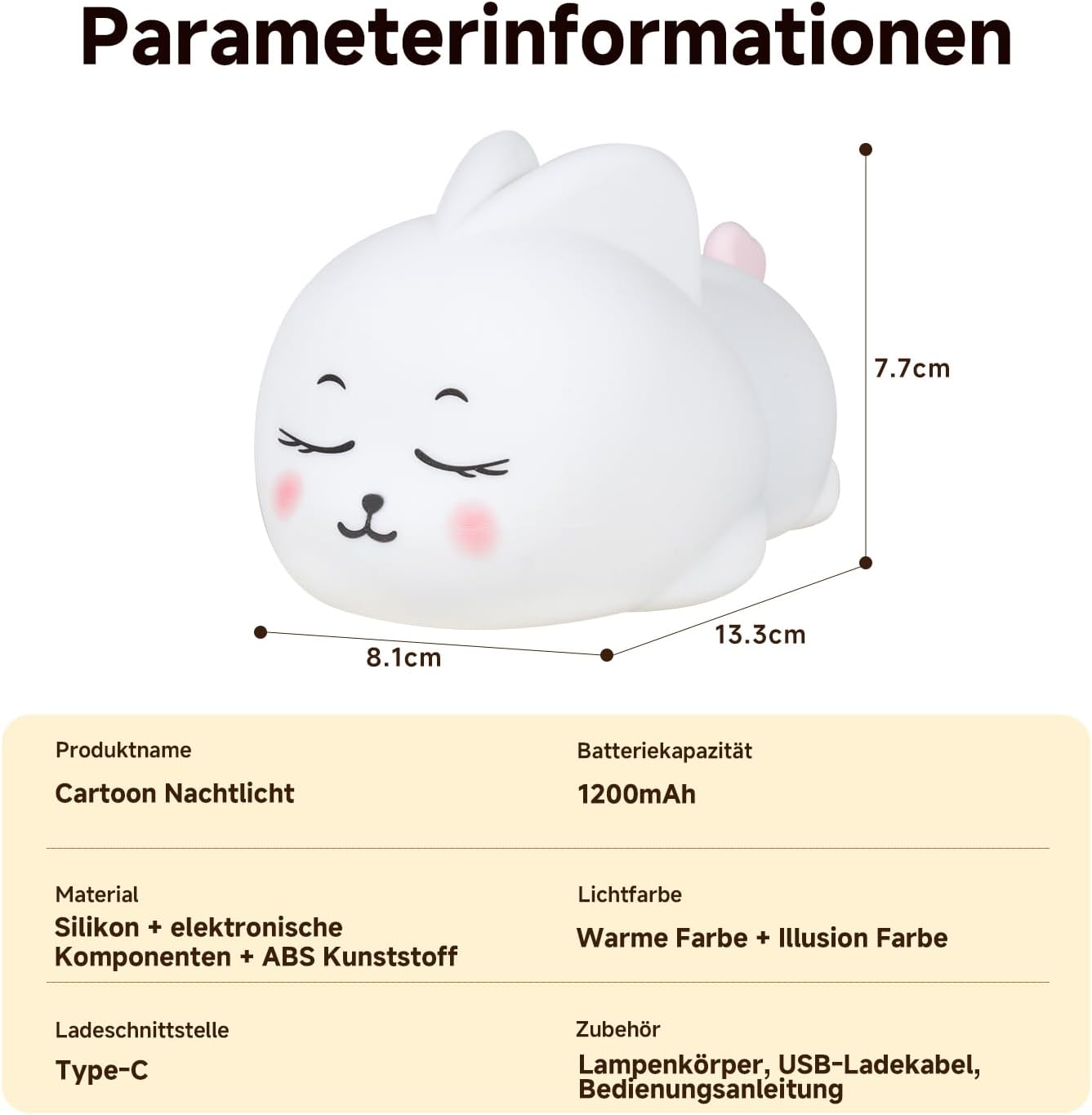 Cute Bunny for Kids Dimmable Baby Room Nightlight, Rechargeable Touch Bedside Nursing Lamp, LED Soft Silicone Novelty Animal Night Light, Halloween Bedroom Decor,Christmas Woman and Kids Gifts - Image 8