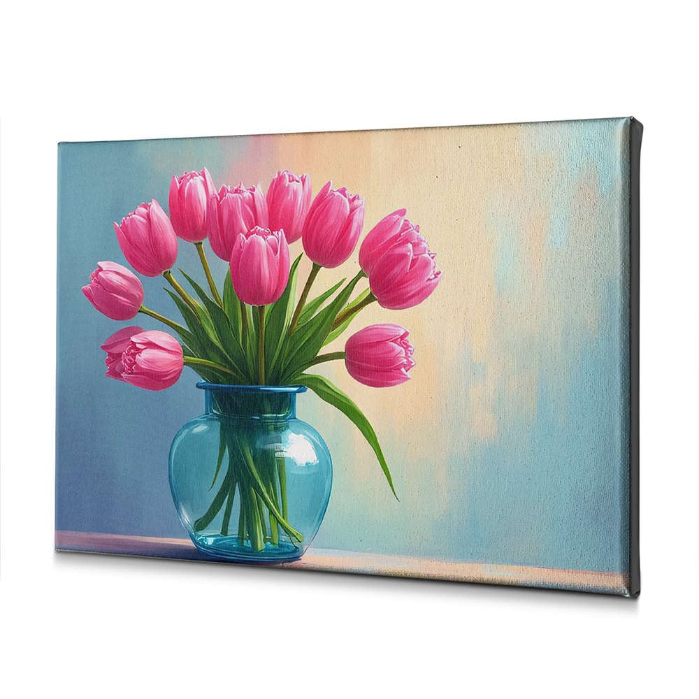 Tableau tulipes roses pour votre salle à manger fleurie