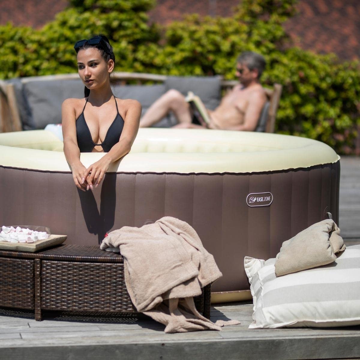 EASE.ZONE Spa Idromassaggio Gonfiabile Riscaldata 4-6 Persone con Pompa Integrata
